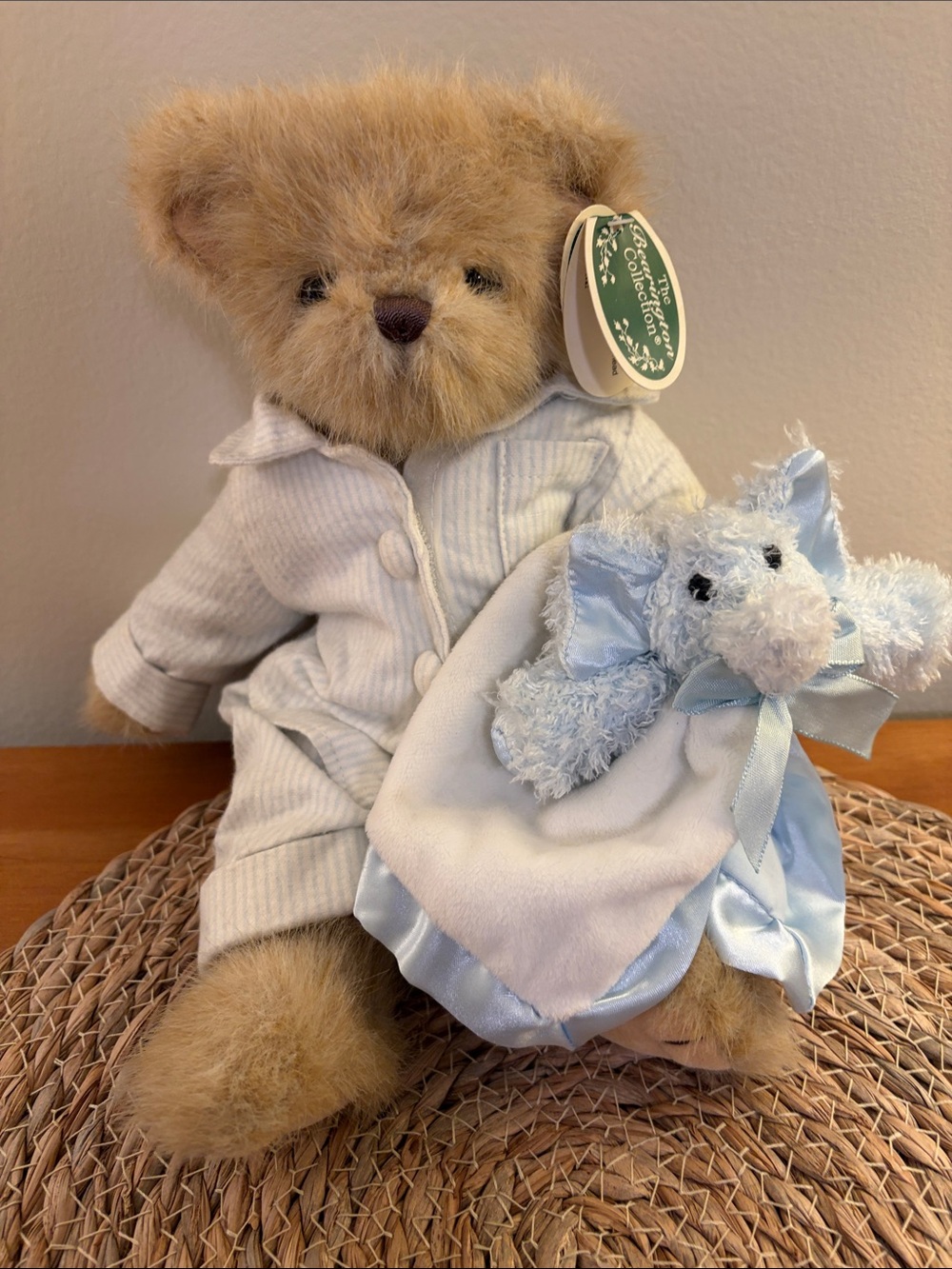 Bearington Sammy Sleepyhead 11” Plush Bear Limited Edition Blue Striped Pajamas